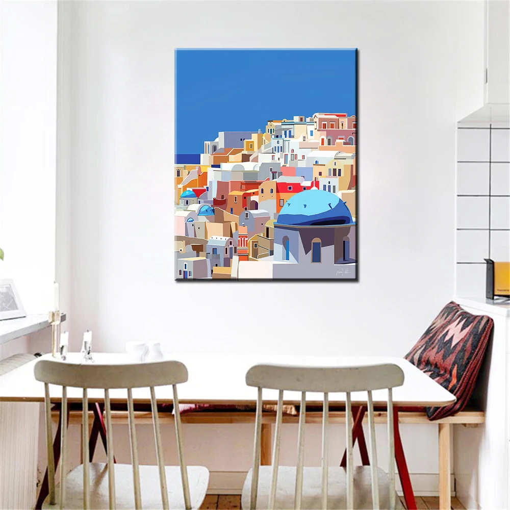 Wall Art Canvas Print Urban Street Scene Home Decor Modern Picture Painting Interior Artwork Living Room Plant Decoration Mural