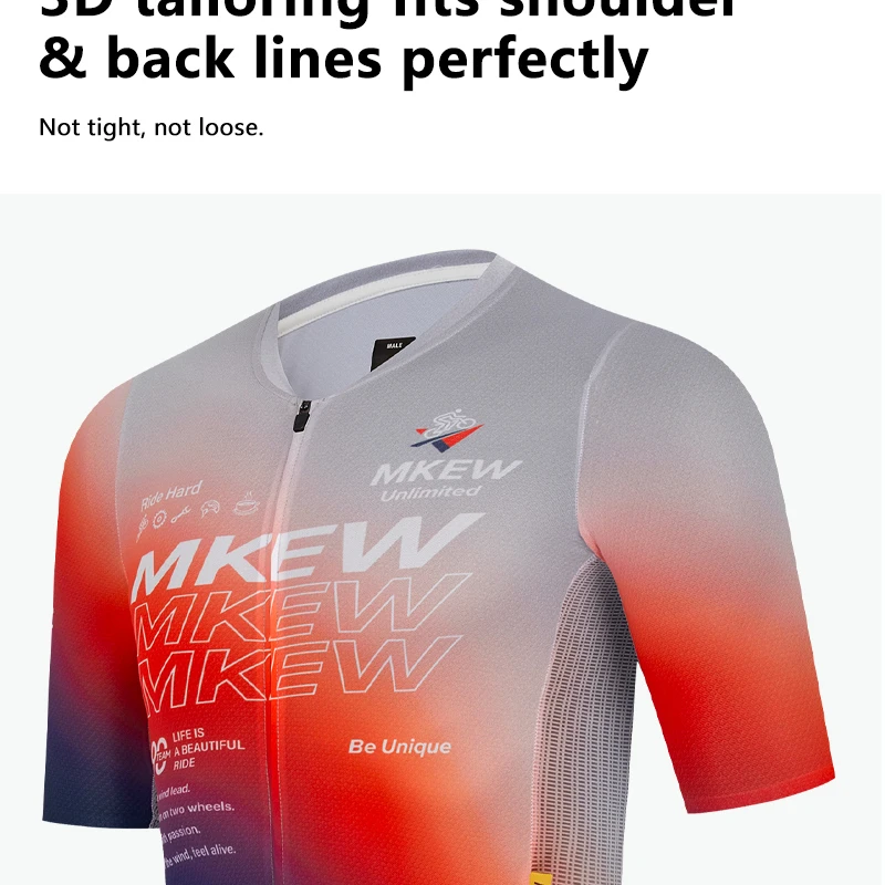 MKEW Kurzarm-Fahrradtrikot für Herren, Sommer-Rennradtrikot, Kleidung für Männer, MTB-Mountainbike-Sportbekleidung, Herrenbekleidung – Detail 8