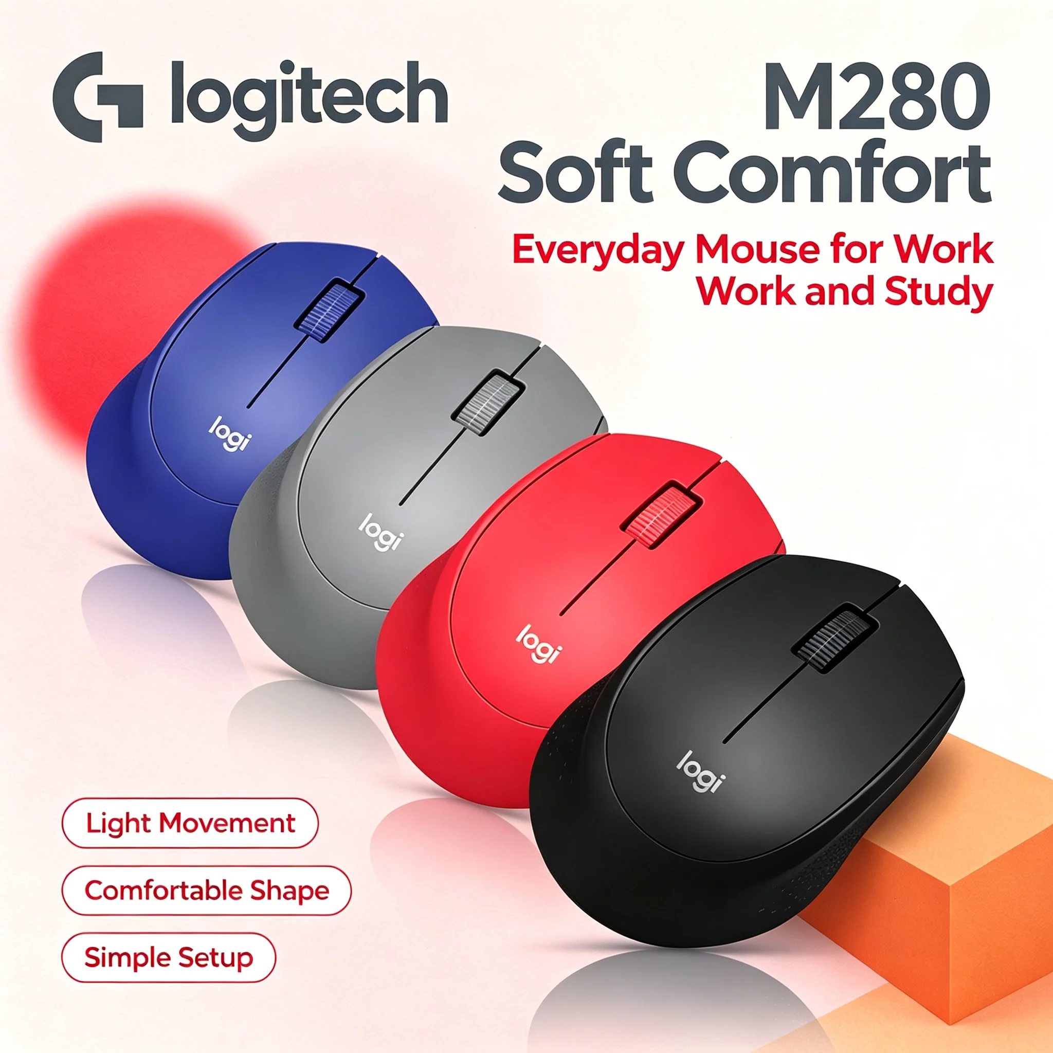 Logitech M280 2.4G Wireless Mice with Tiny Nano Receiver Simple Installation For Home Desktop Laptop