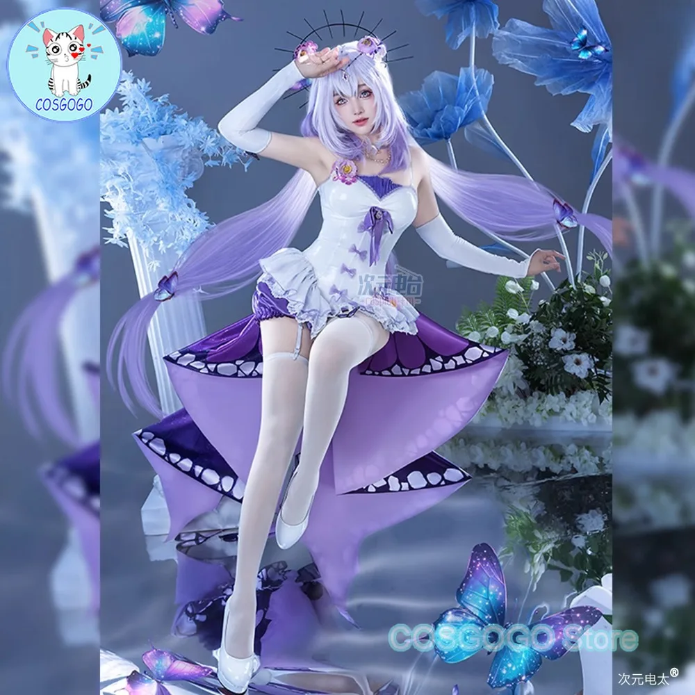 

COSGOGO Honkai Star Rail Castorice Косплей Костюм Полный комплект - Женский элегантный костюм с бабочкой в стиле аниме, игровой персонаж, комбинезон для H