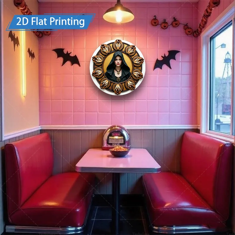 Targa in metallo da 1 pezzo, targa in metallo decorativa con stampa piatta in stile gotico di Halloween da 4x16 pollici
