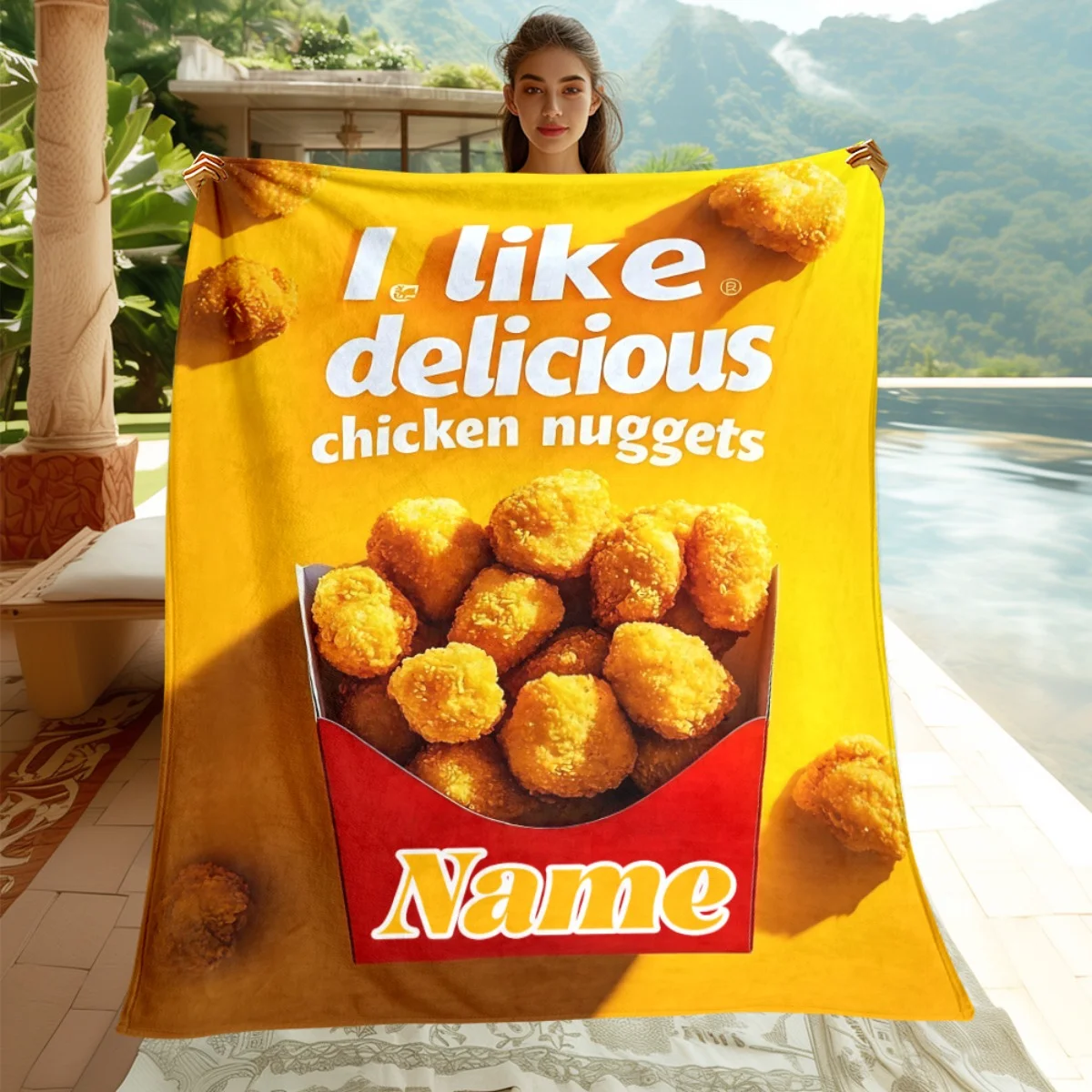Customized name gourmet flannel blanket, suitable for sofa, bed, birthdays, children, friends, gifts