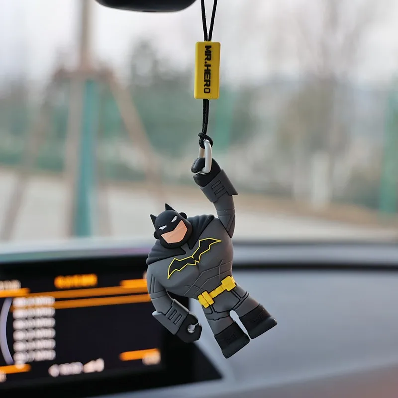 Cool DC Batman Superman male and female car rearview mirror new creative anime cartoon figure model stylish decorative pendant