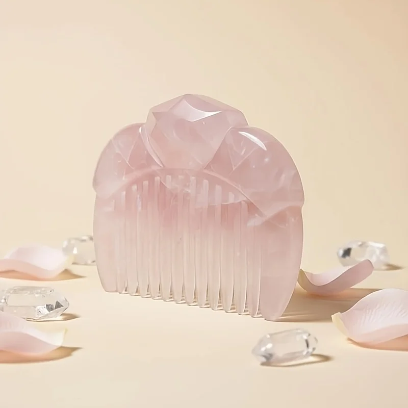 

Rose quartz hair comb for good fortune & softness. Mini, gentle, convenient for travel. Significant 2026 New Year gift for her.