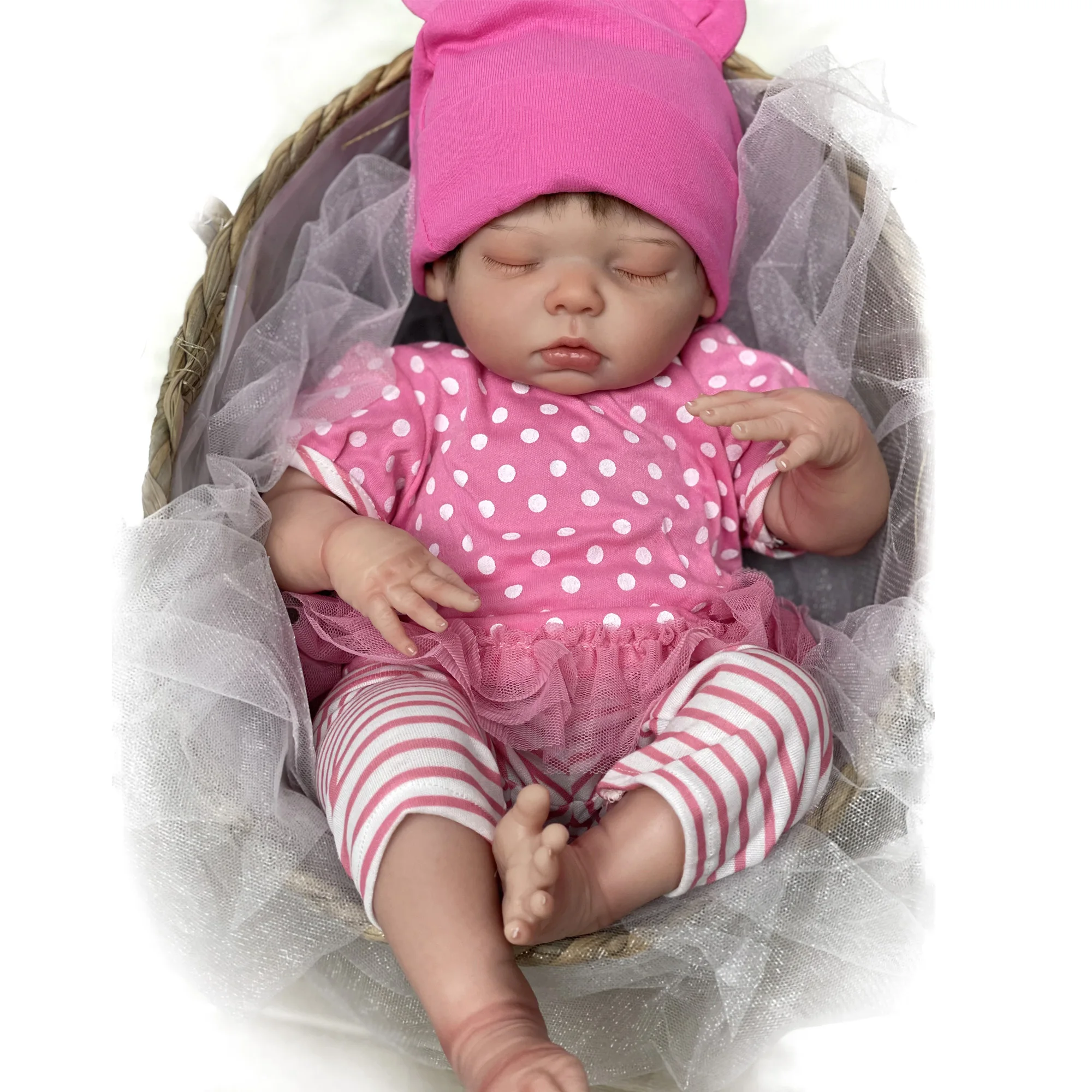 

20" Reborn Baby Doll Girl Newborn Sleeping pink Loulou For Children Gifts Boneca Renascida Brinquedo Bebe Para Crianças Menina