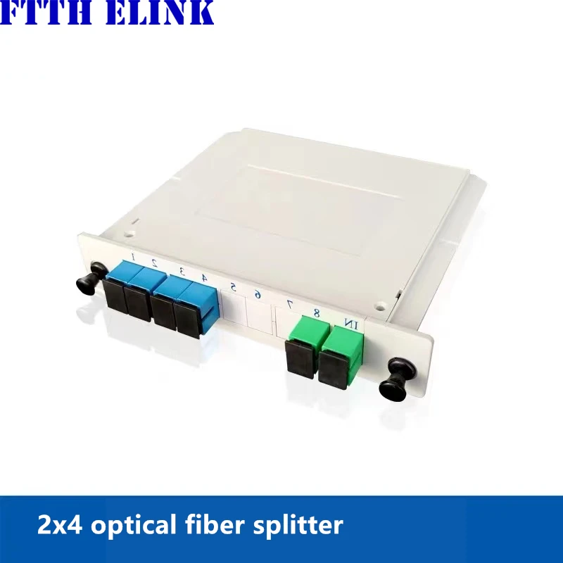 SCAPC الفاصل SM LGX صندوق 2x4 LCAPC 5 قطعة GEPON FTTH FC UPC 2*4 أحادي الوضع PLC مقرنة الألياف البصرية كاسيت الاتصالات GPON