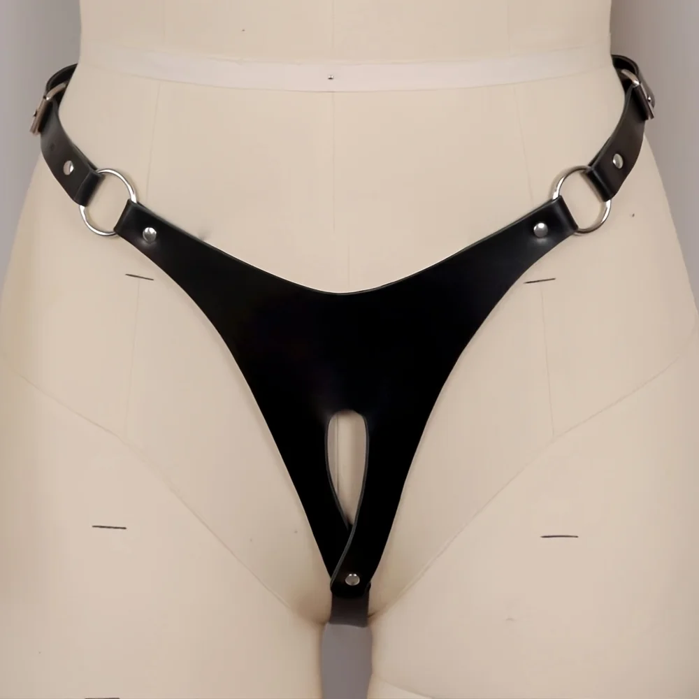 

Women's sexy lingerie, PU black leather sexy lingerie, versatile style