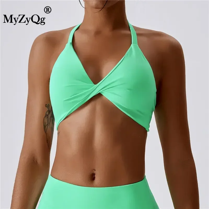 MyZyQg Women Shockproof Yoga Bras Quick Dry Sports Fitness Cross Beauty Back Gym Running Vest Tank Cropped Top Workout Outfits