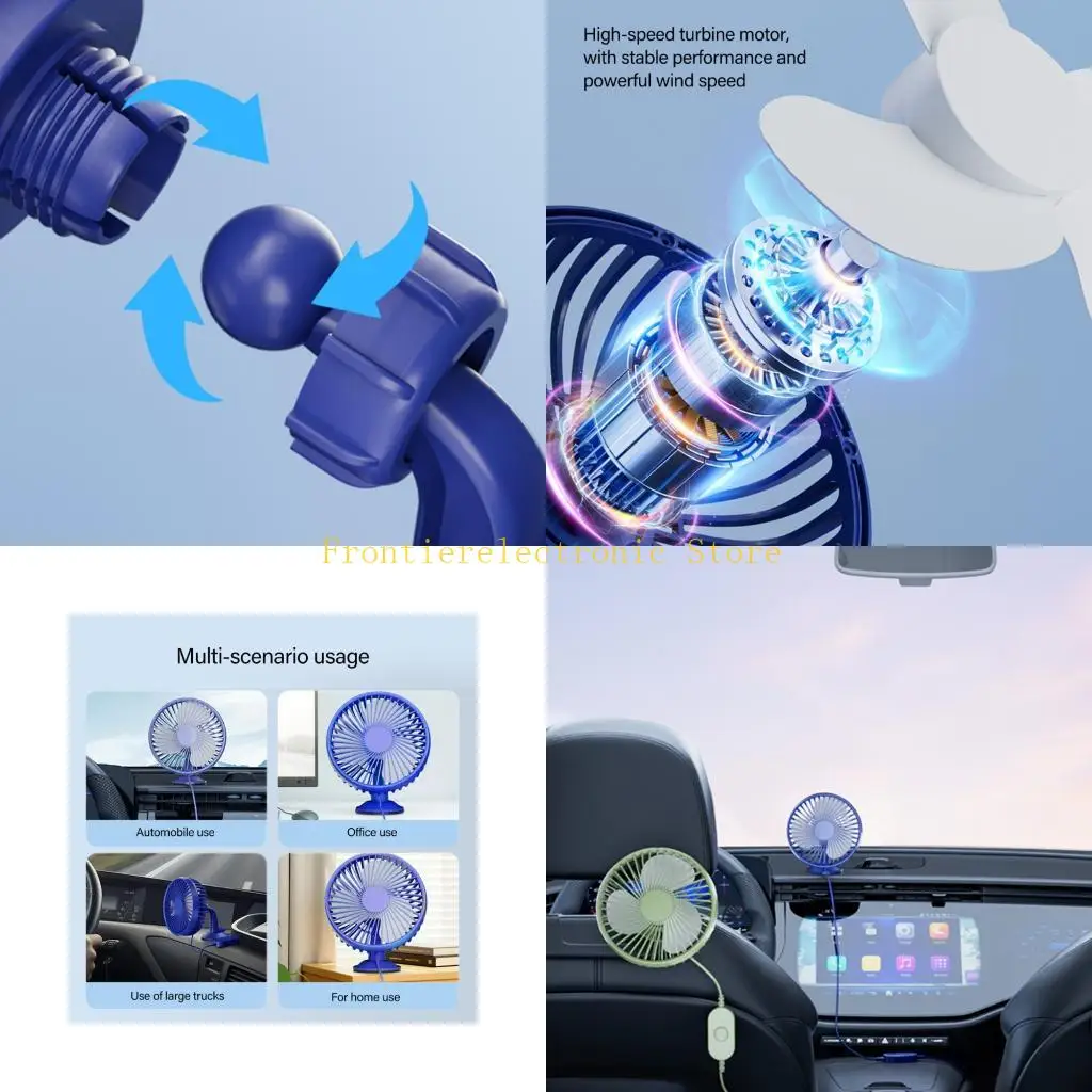 

G8DB ABS Пластиковый USB CAR вентилятор 360 Вращаемый 3 скорости безопасная решетка