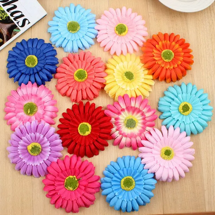 

20Pc African Gerbera Flower Head Wedding Women Headdress Hair Clip Daisy Flower Holiday Bohemian Hair Accessories Hat Decoraiton