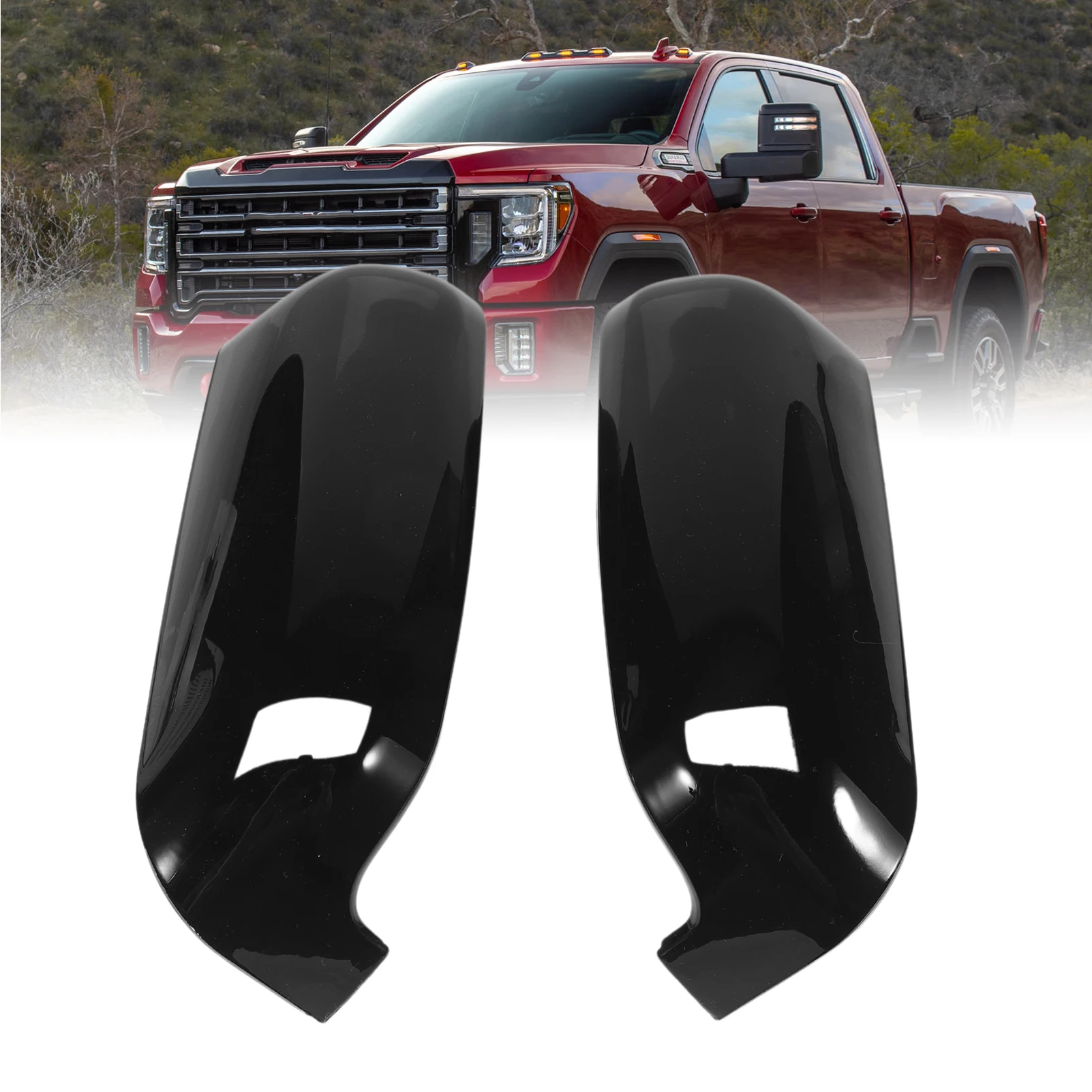 

Black Tow Mirror Cover For Sierra/Silverado 2500HD 3500HD 2020-2023 Top & Side Mirror Housing Cover Trim 84468904 84468910