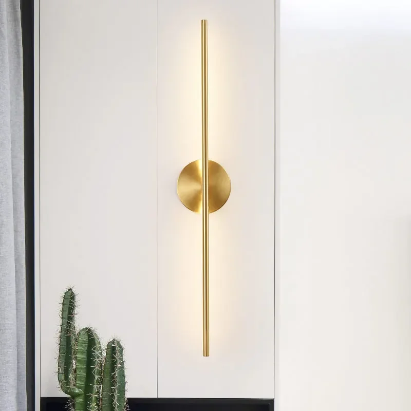 Современные минималистичные светодиодные зеркальные настенные светильники для спальни, ванной комнаты, украшения дома, скандинавские прикроватные светильники для гостиной, настоящие медные бра