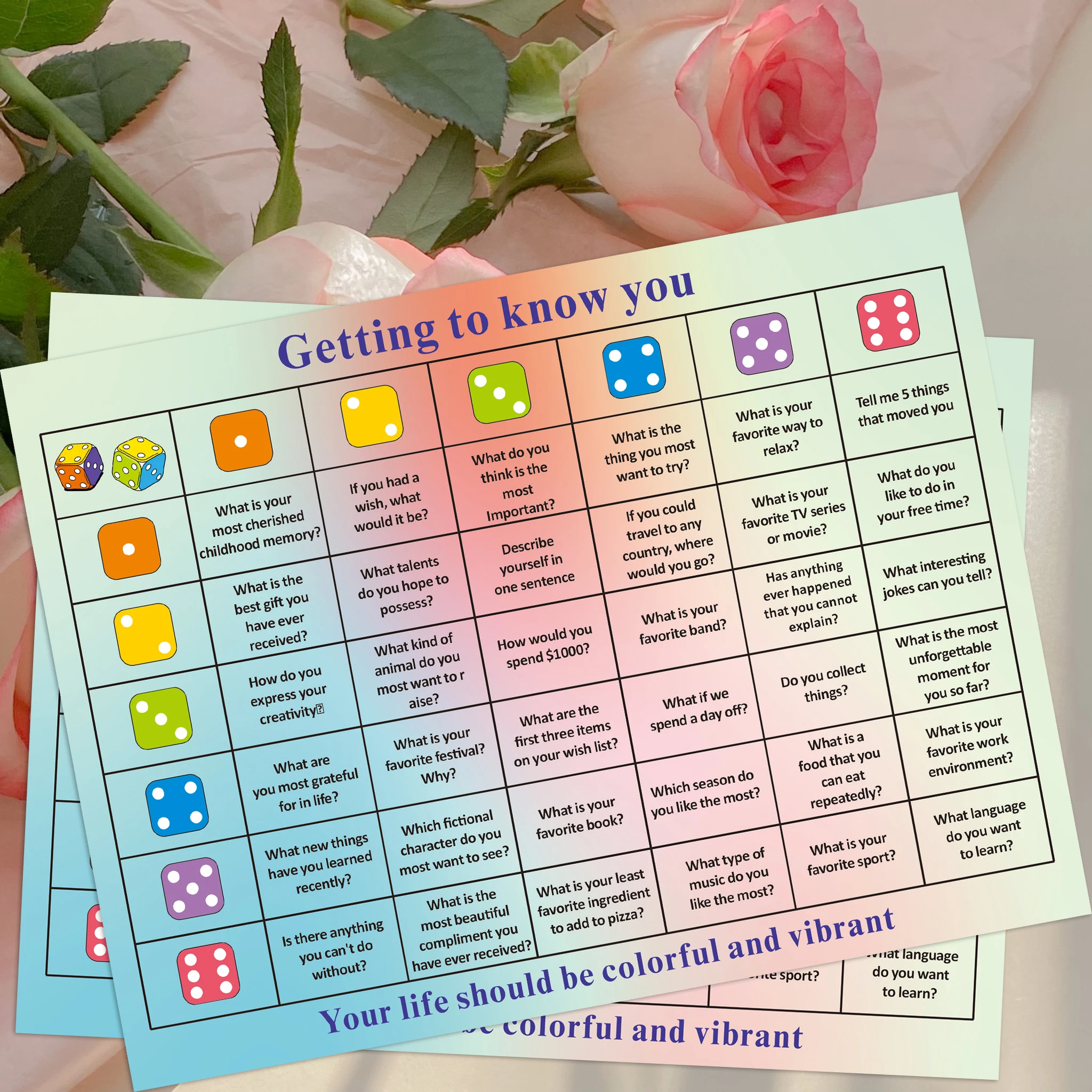 6/12pcs DiceBreaker: Getting to Know You - Fun Interactive Dice Game for Parties, Classrooms, and Teacher Activities, Mixed Colo