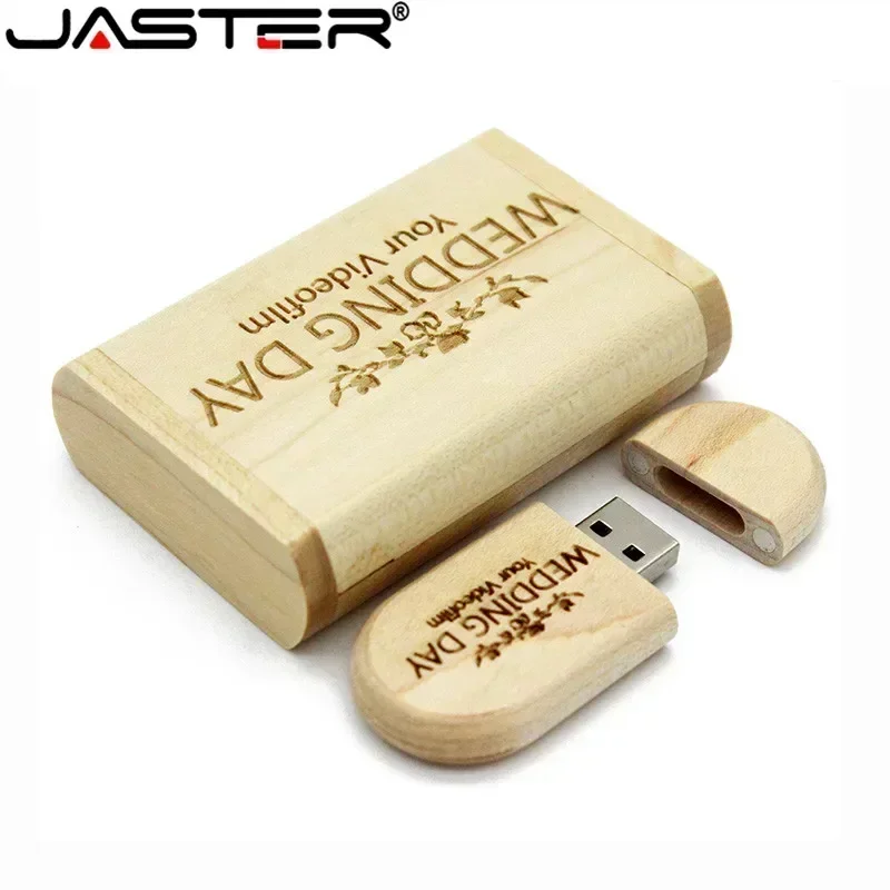 JASTER USB Flash Drive 128GB Memory Stick 2.0 Wooden Free Logo Personal Customized Pendrive 4GB 8GB 16GB 32GB  64GB Wedding Gift