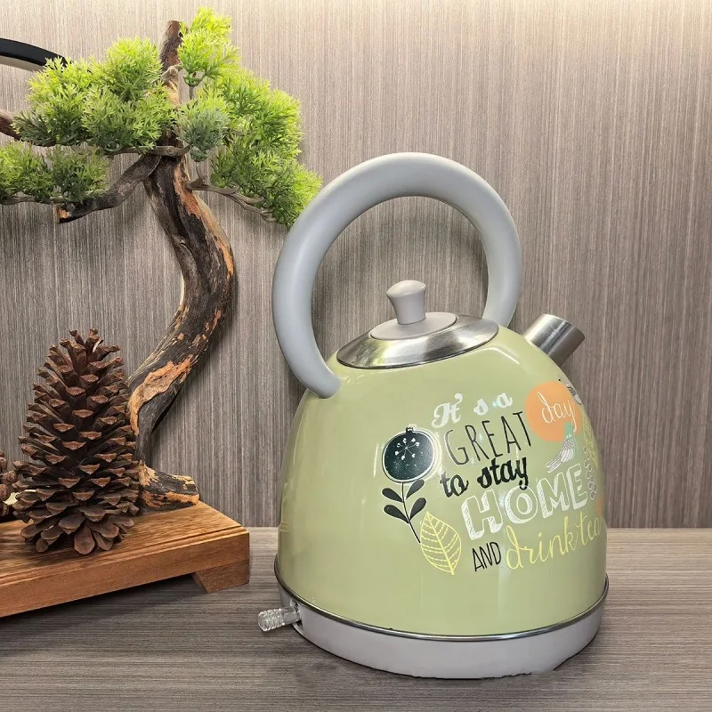 Boiling Kettle 1850W Retro Paint Decal Electrc Kettle With Thermometer Automatic Power Off 304 stainless Steel Teapot 1700ml