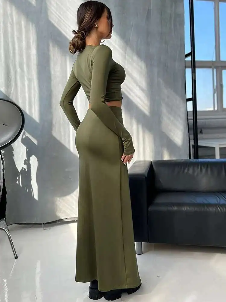 BabYoung جولة الرقبة قطعتين المرأة البدلة كم تي شيرت طويل الإناث الخريف الشتاء ضئيلة تنورة أنيقة مجموعات