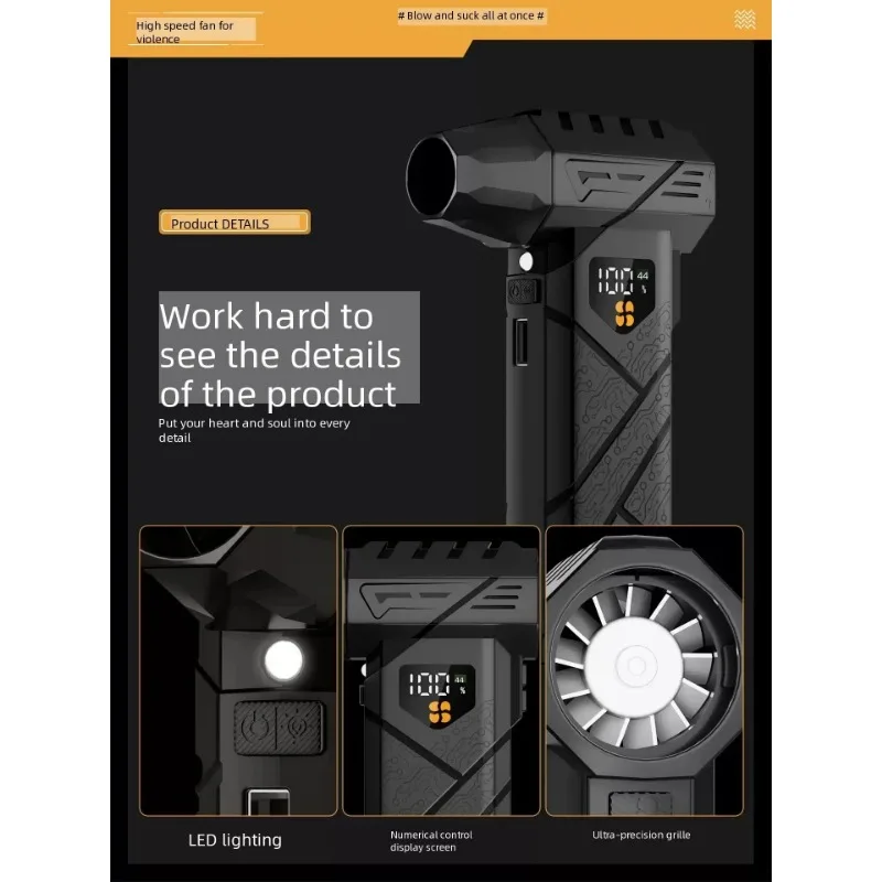 مروحة عنيفة قوية 99WRPM منفاخ هواء توربو عالي السرعة بدون فرش 100 سرعة تنظيم منفاخ نفاث إضاءة LED #5