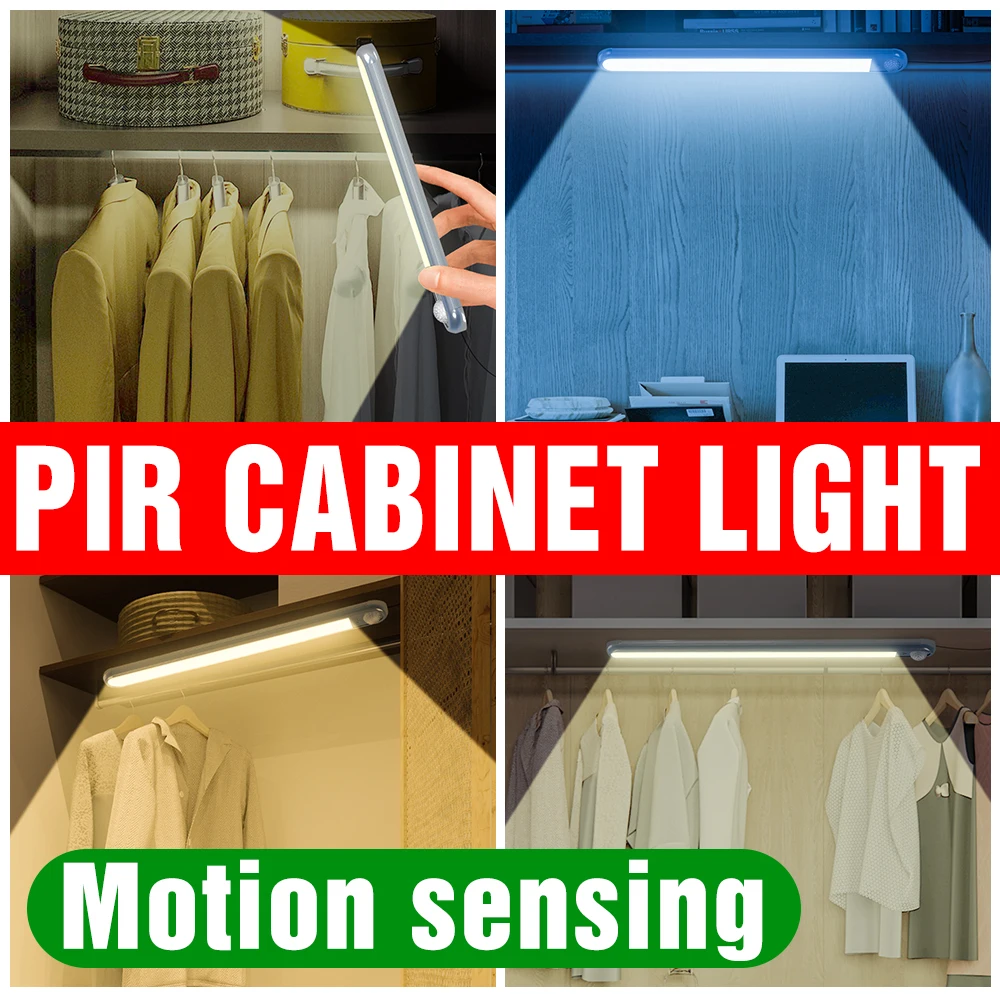 

Led Cabinet Light Kitchen Nightlight Wardrobe Wall Lamp PIR Motion Sensor Magnetic Rechargeable For Bedside Bedroom Sensor Light