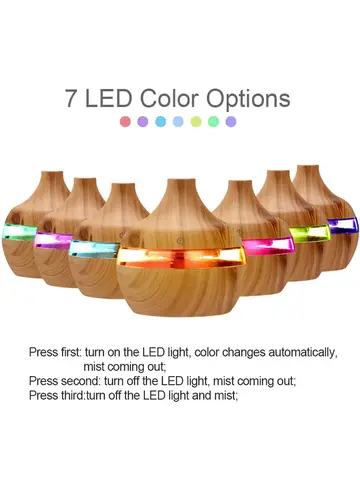 Humidifier Electric Aroma Air Diffuser Wood Ultrasonic Air Humidifier Essential Oil Aromatherapy Cool Mist Maker For Home 300ml