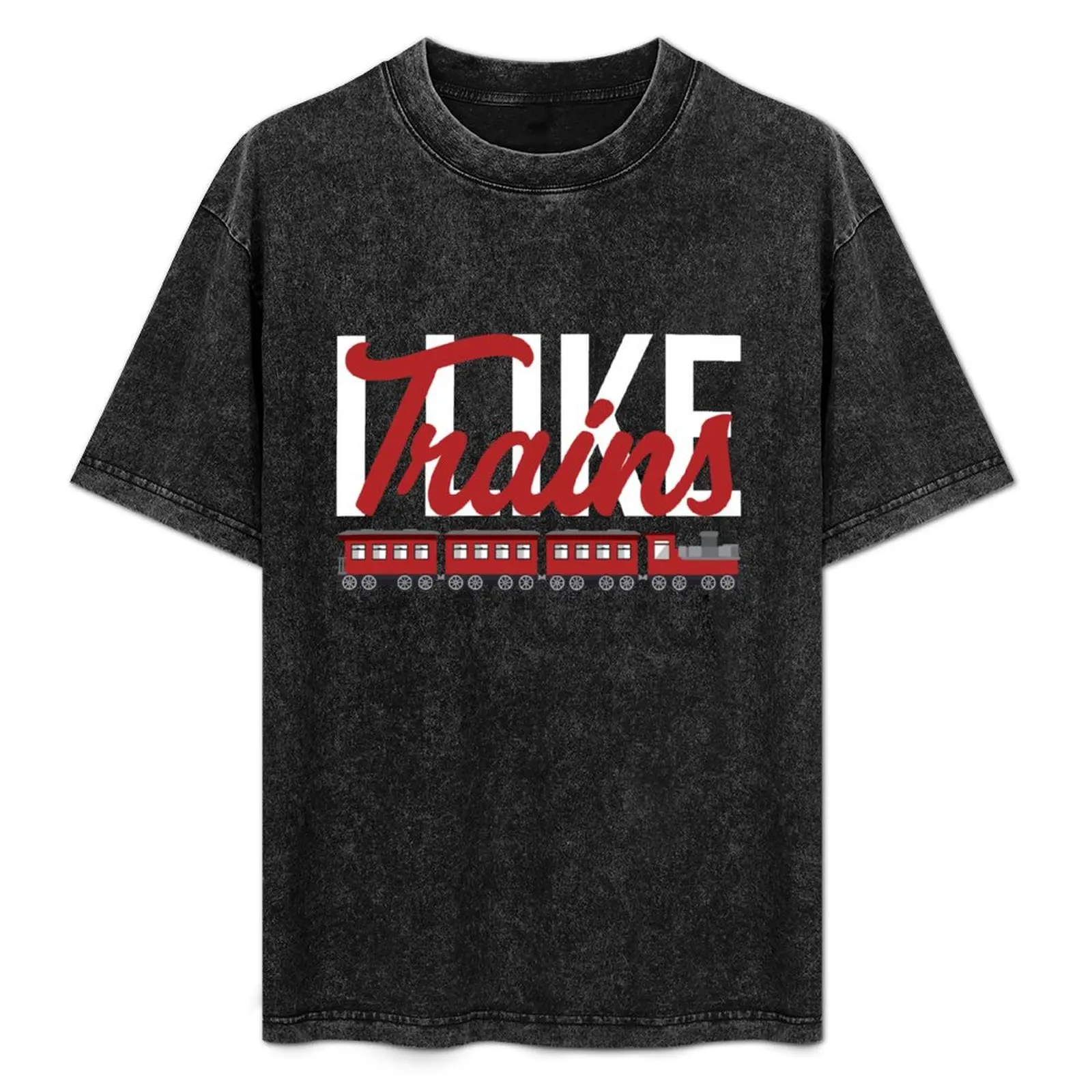 Funny Locomotive Train Lover Gift 'I Like Trains' Trains T-Shirt Plus Size Summer Short Sleeve T-Shirt
