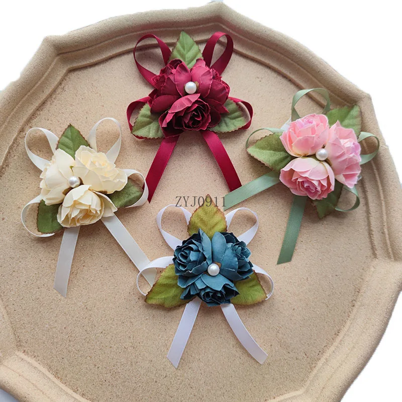 * سوار وصيفة العروس فلور معصم الصدار لإكسسوارات الزفاف العروس Mariage زهور اليد شقيقة فتاة حفلة موسيقية الديكور