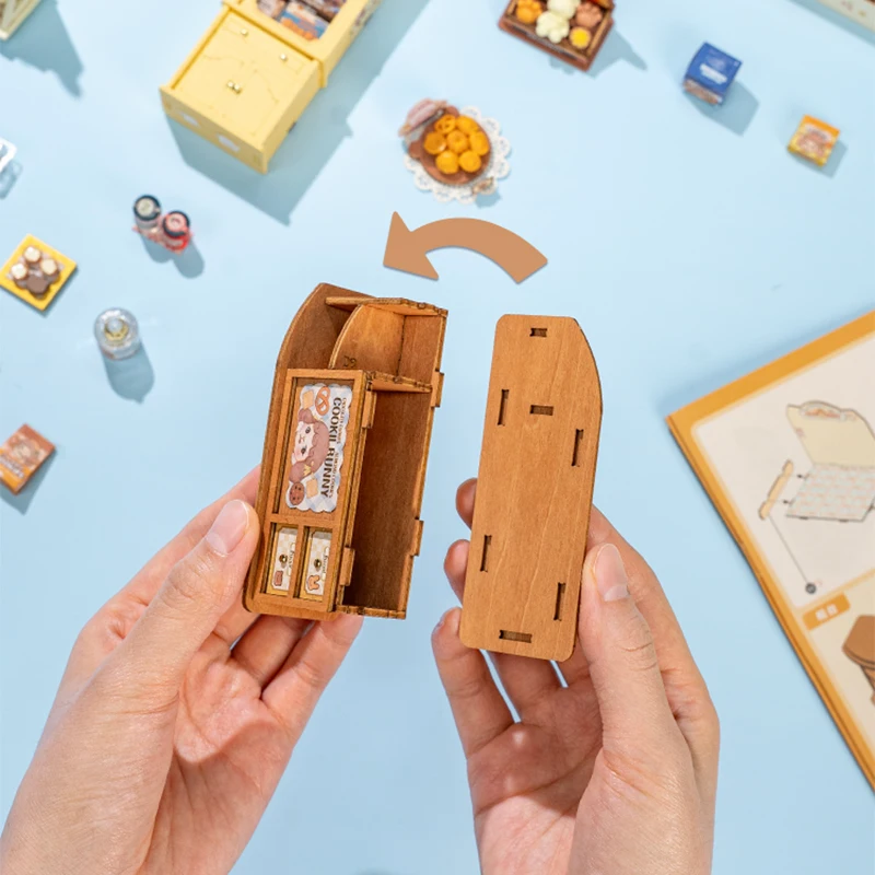 ชุดตัวต่อไม้ 3 มิติ ROBOTIME Rolife ร้านคุกกี้กระต่ายน้อย ชุด DIY ของตกแต่งบ้านขนาดจิ๋ว น่ารัก ของขวัญมิตรภาพสำหรับเด็กผู้หญิง