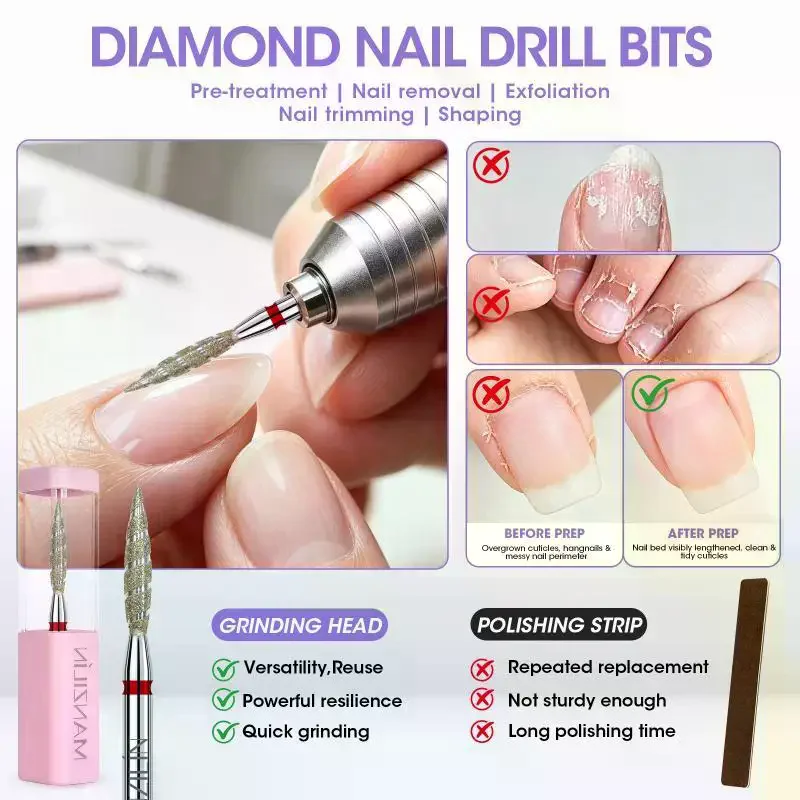 Safety Under Nail Cleaner Nail Drill Bit Diamond Sliver Nail Gel Cuticle Remover Drill Bit Suitable For Home-based Nail Salons
