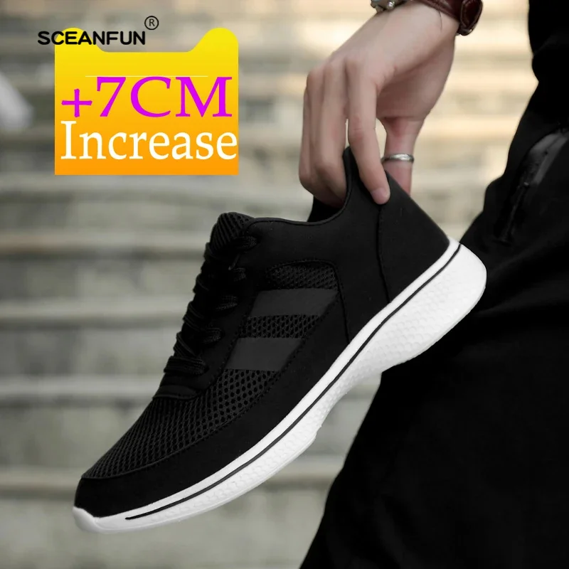 Men'S Height Increase Insole 7cm Taller Shoes Men Leisure Fashion Sports Plus Size Lift Sneakers Male Elevator Shoes Casual