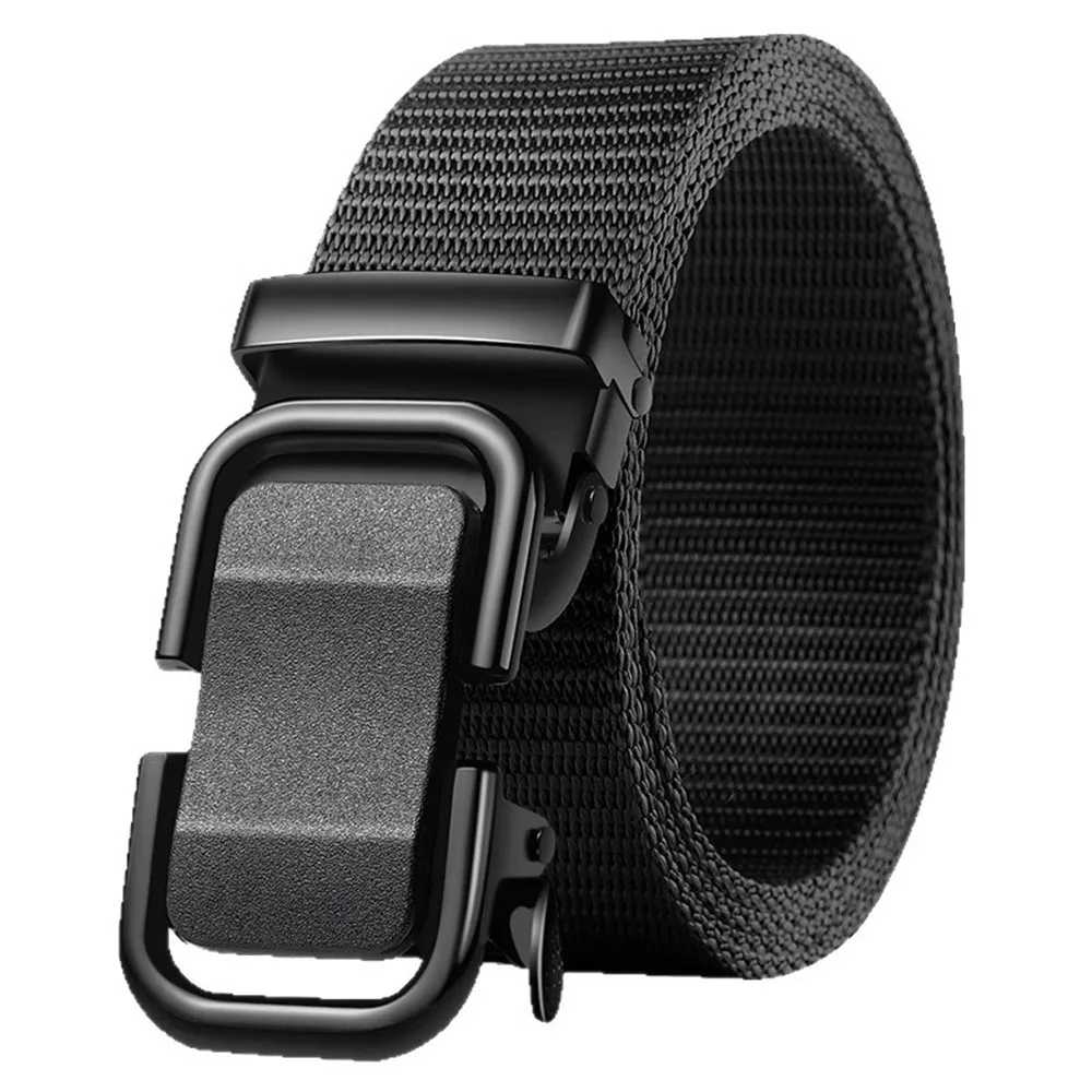Męski pasek z automatyczną metalową klamrą, nylonowy pasek z płótna, pasek roboczy outdoorowy, nylonowy pasek z klamrą zatrzaskową.