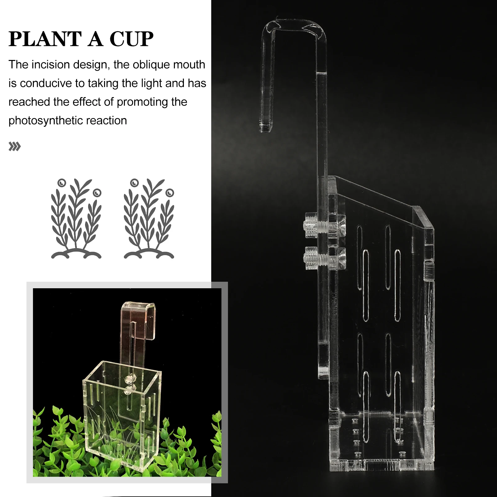 

Water Plant Cup Acrylic Fish Tank Planter Aquatic Holder Transparent Small Storage Reusable Durable Container Rack Aquarium