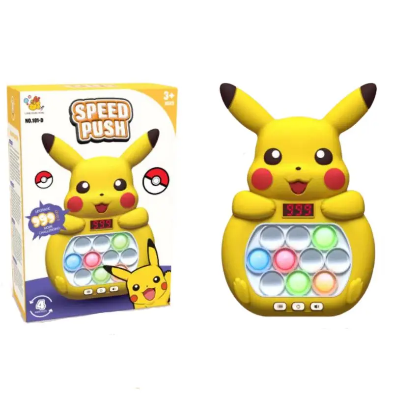 New Pikachu Quick Push Game Pop up Fidget Bubble Electronic Pop it Pro Game Light Stress Relief Toy Adult and Children\'s Gift Bo