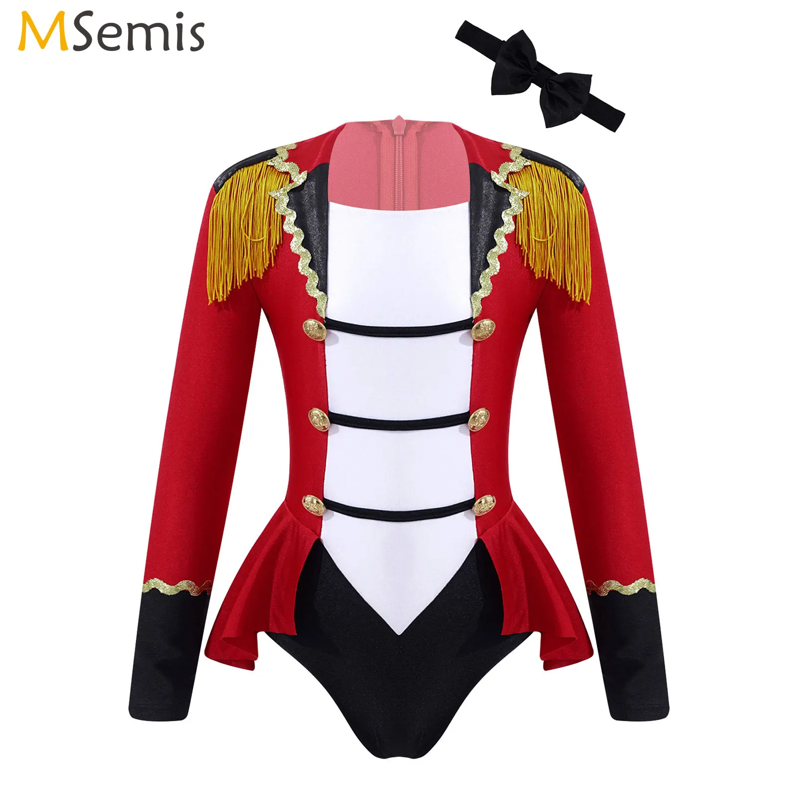 Kid Girl's Circus Cosplay Costumes Dress Long Sleeves Bodysuit Leotard Tassel Romper Jumpsuit Halloween Christmas Carnival Party