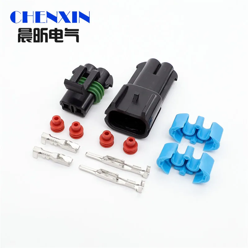 

1 Set Delphi 2 Pin GM Weather Pack Kit Male Female Waterproof Sensor Fan Electronic Connector Plug 15300002 15300027