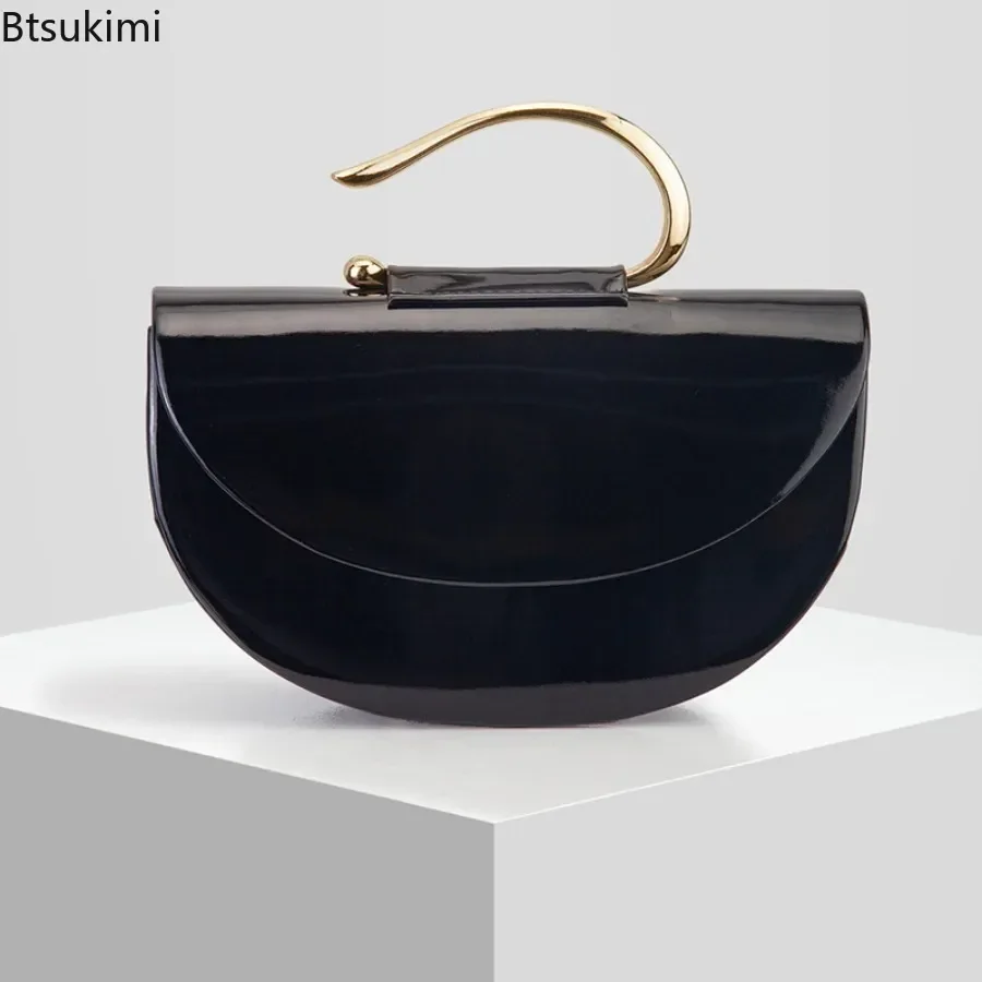 Nouveaux sacs à main demi-lune, sac de soirée brillant, sac bandoulière délicat avec chaîne métallique, cadeaux de mode pour femmes, idéal pour les trajets quotidiens.