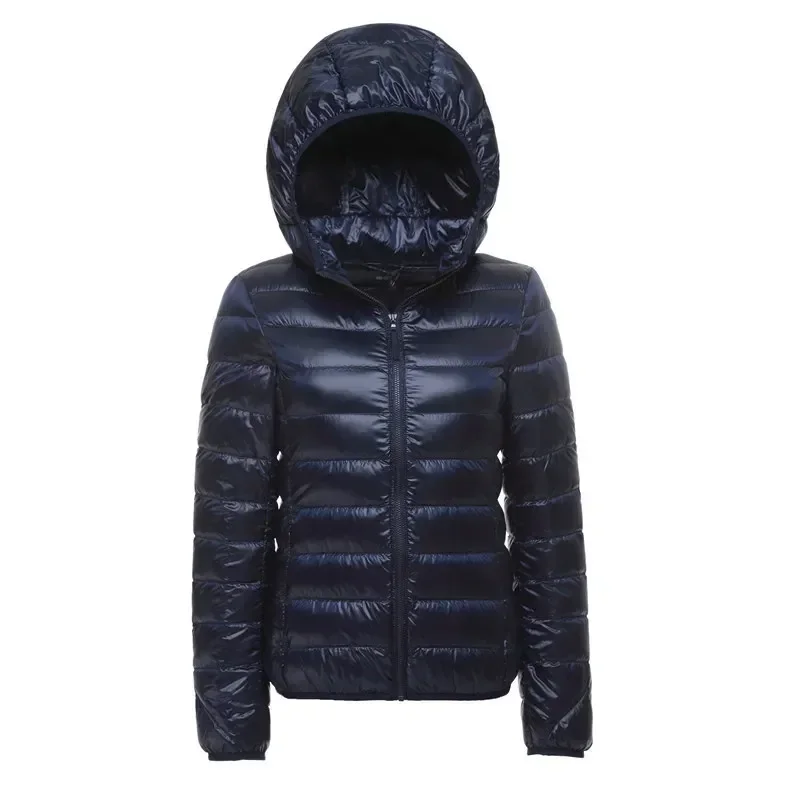 Women Hooded Short Puffer Jackets  90% White Duck Down Autumn Winter Ultra Lightweight Keep Warm Coats