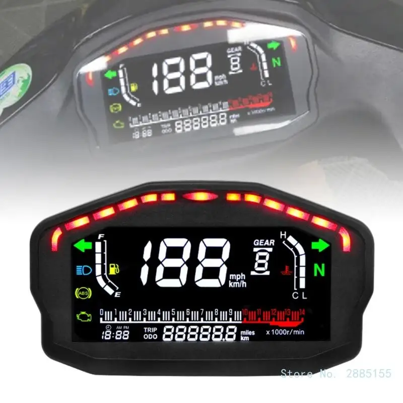 

Motorcycles Speedometer Gauge 12V Universal Motorcycles LED Digital Speedometer Tachometer Digital Odometer 14000RPM