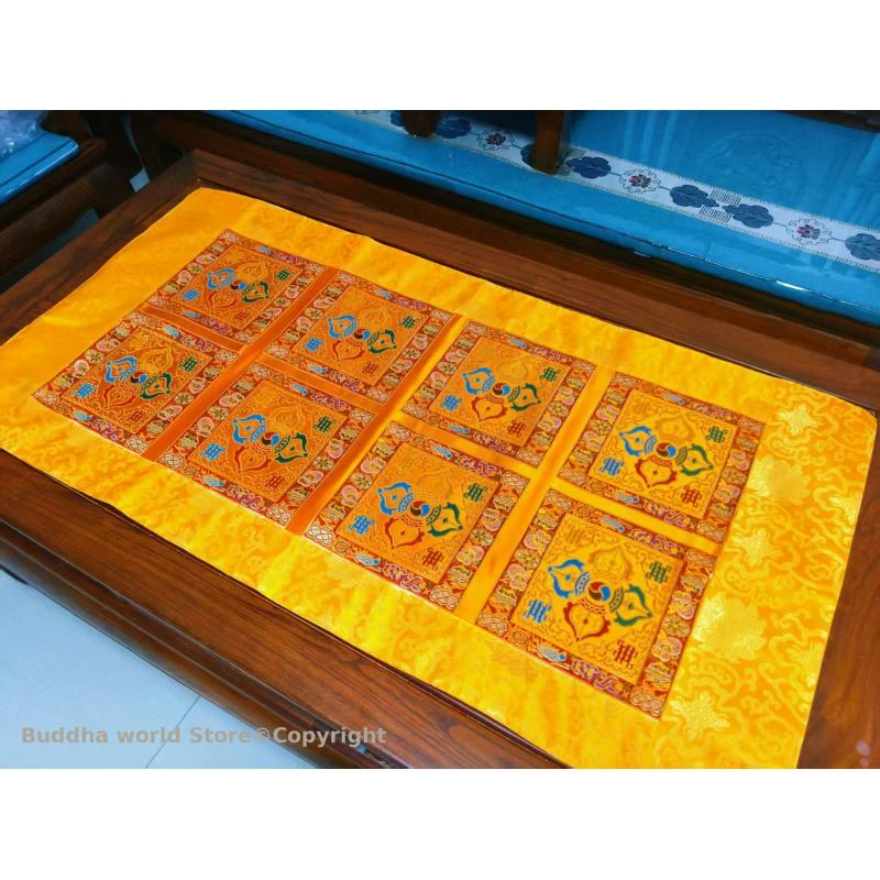 

120cm Wholesale Tibet Nepal Buddhist item family home Temple Auspicious Worship Altar Buddha statue Table cloth mat Cushion
