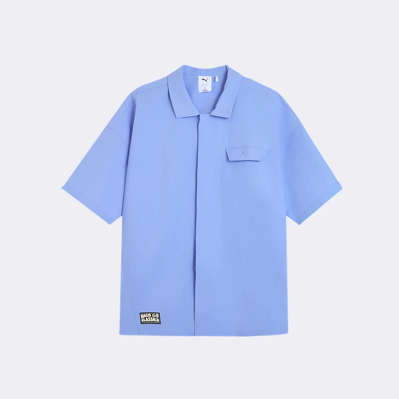 

Мужская и женская рубашка Puma Authentic оверсайз с нашивкой, модная повседневная свободная рубашка с коротким рукавом 631555-47