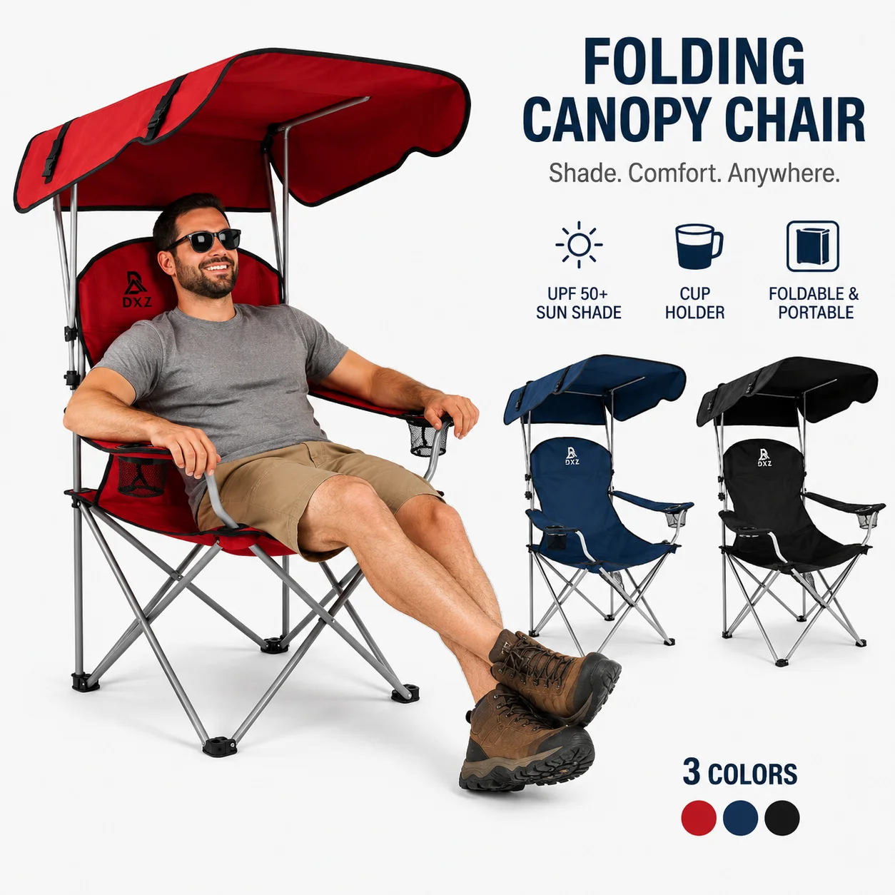 Outdoor Camping Loveseat - キャノピー付き折りたたみキャンプチェア、UPF 50+日よけ、カップホルダーとサイド収納ポケット付きポータブルアウトドアシート、頑丈なスチールフレームで300ポンドまで耐えられる、ビーチ、バーベキュー、キャンプに最適な軽量キャリーストラップ