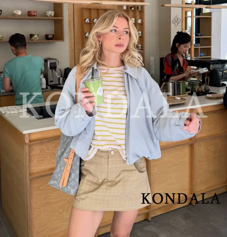 

KONDALA Women Trendy Casual Zip-up Pilot Jacket Spring Summer High Street Fashion Balloon Bomber Jacket New 2026 Female Jacket