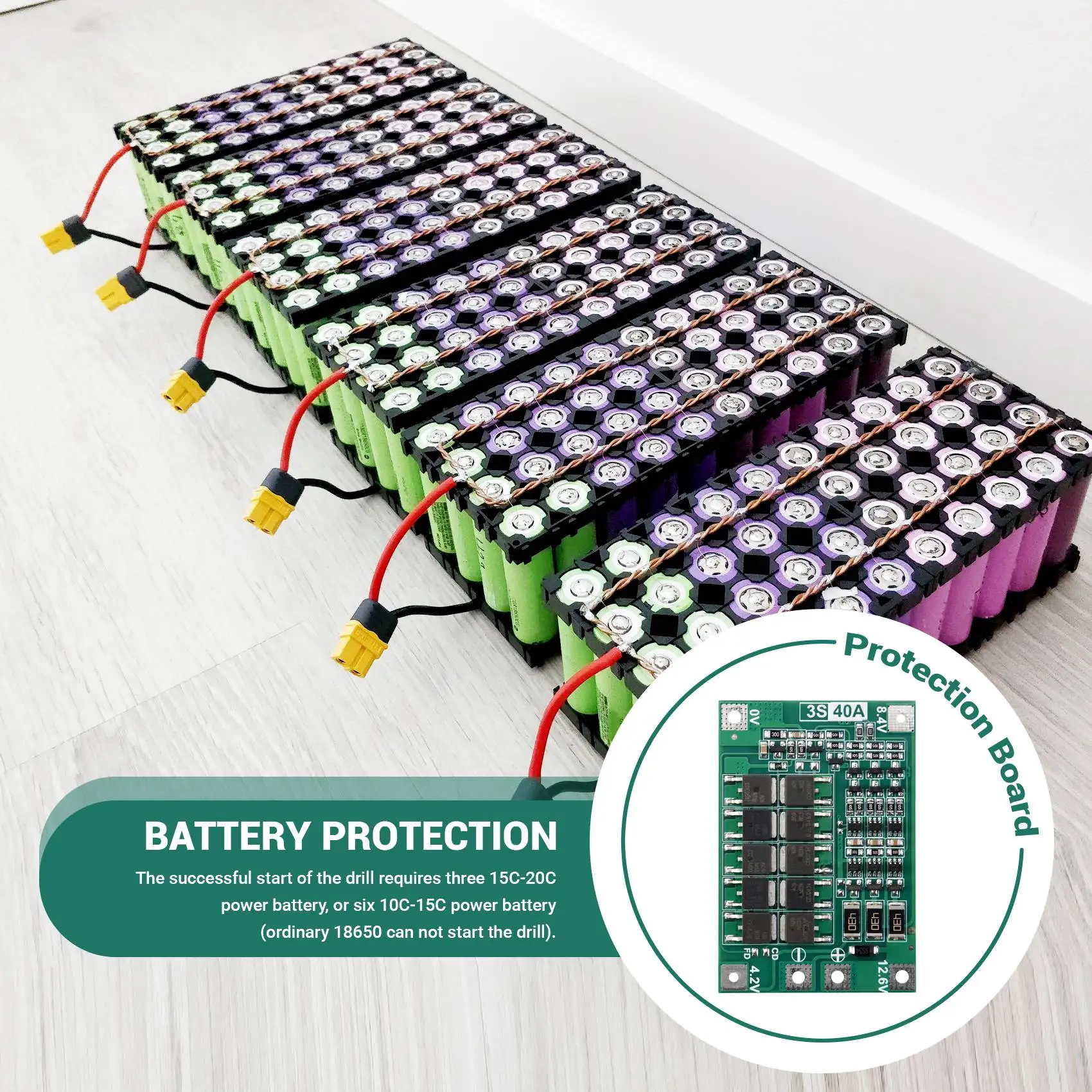 DTB7 2Pcs 3S 12.6V 40A Li- 18650 BMS Battery Protection Board with Balance, for Screwdriver Power Tool PCM Module