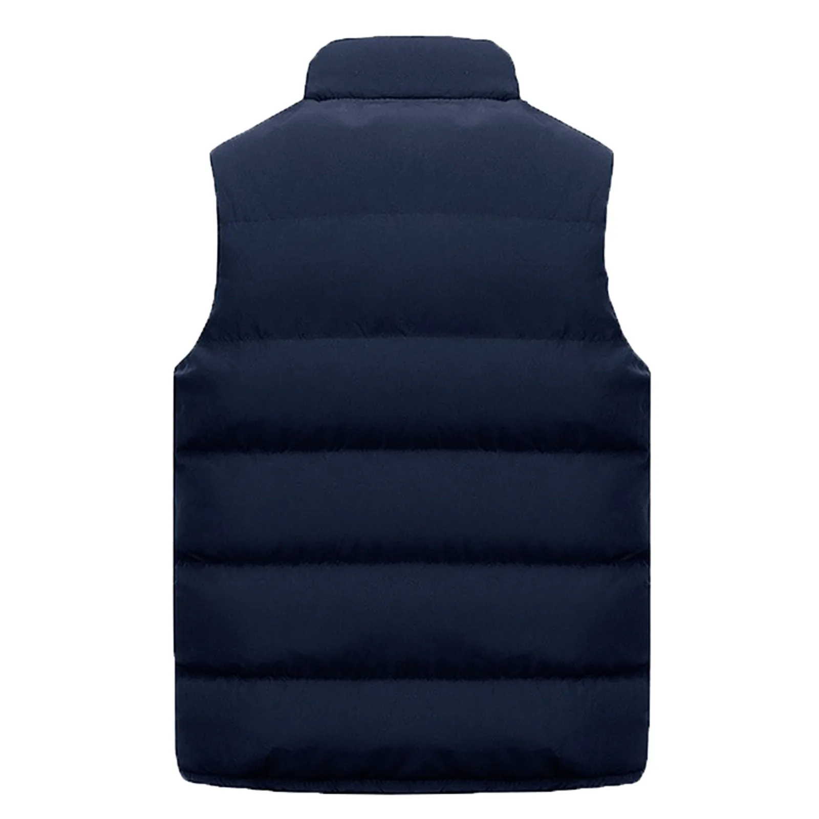 Autumn and Winter Fashion Casual Down Vest Men Women Solid Color Zipper Stand Vest Coat Sleeveless Plain Padded Vest Top