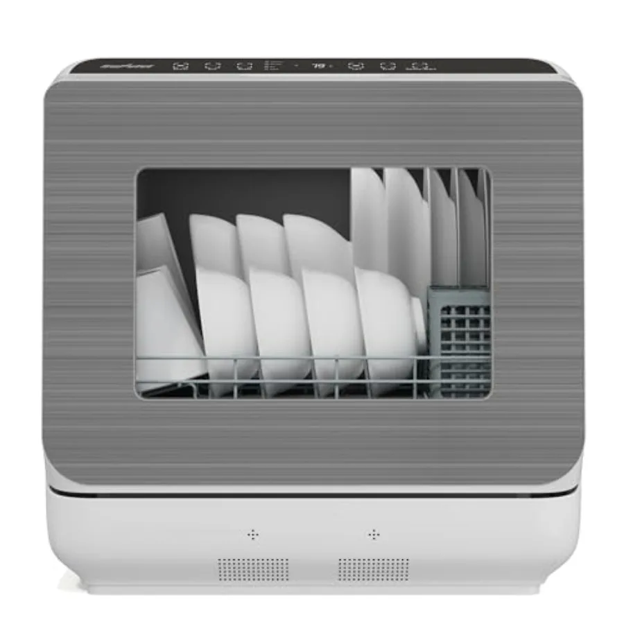 18 Compact Countertop Dishwasher with 6 Modes Energy Star Portable Dishwasher with Dual Water Supply 12H Delay Start Dish Washe