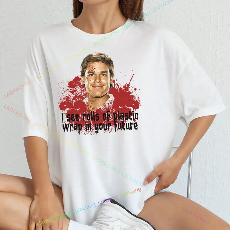 Showtime Dexter Never Lies-T-shirt imprimé amusant pour adulte, haut unisexe à manches courtes, sous licence, Harajuku Y2K, cadeau de rue