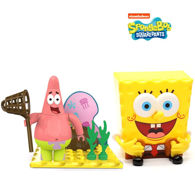4pcs SpongeBob SquarePants 수제 인형 만화 장식 패트릭 스타 Abs Krabs Squidward Tentacles 그림 어린이 장난감 선물
