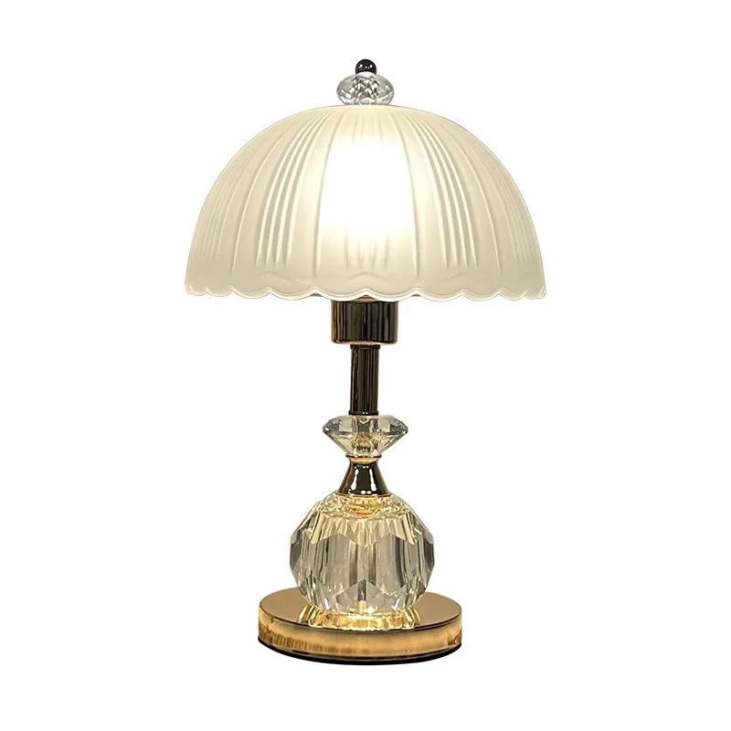 Crystal desk lamp high-end fashion simple bedroom bedside lamp light luxury versatile study wedding home view 3
