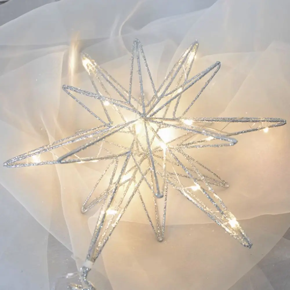 

Creative LED Lights Christmas Tree Toppers Star Glowing Glitter Christmas Treetop Decoration Iron Christmas Ornaments New Year