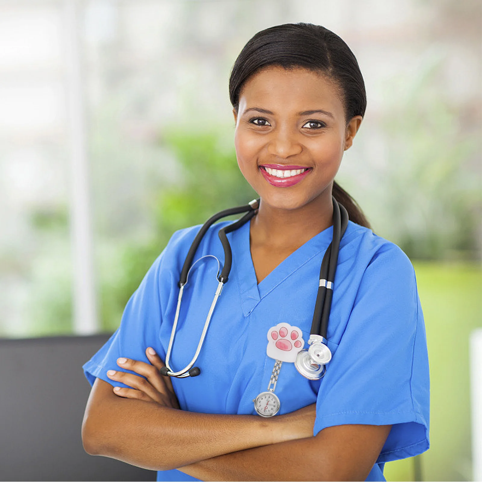 1 مجموعة القط باو ساعة الجيب حساسة شنقا كليب ممرضة طبيب الصدر ووتش الكرتون نمط واضح الاتصال الهاتفي توقيت دقيق #1