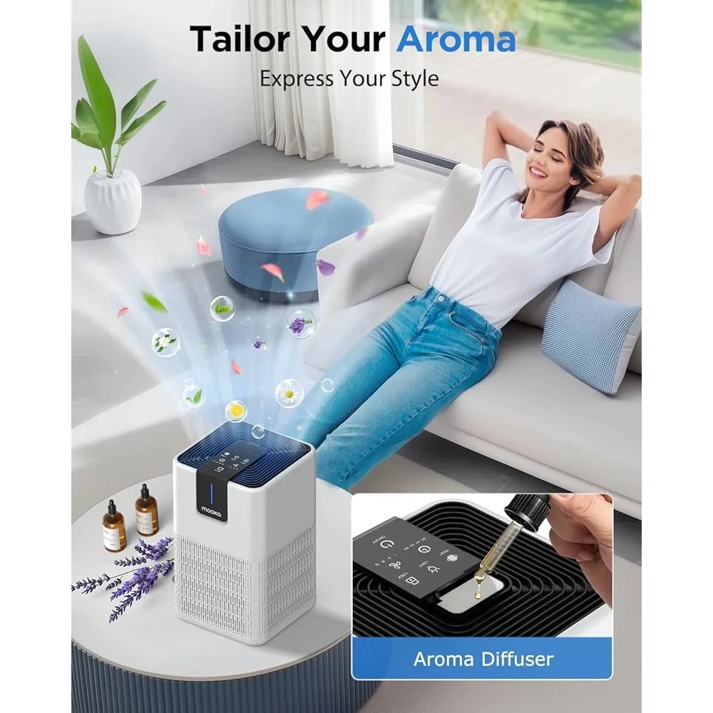 空気清浄機 家庭用 大部屋 1250ft² H13 HEPA フィルター 臭い 煙 ダスト ペット アロマテラピー 常夜灯 タイマー 省エネ