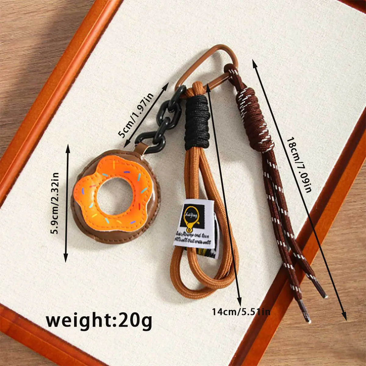 Fashion Leather Maillard Color Donut Bag Pendant Keychain New Shoelace Braid Rope Chain Climbing Buckle Caramel Donut Key Chain